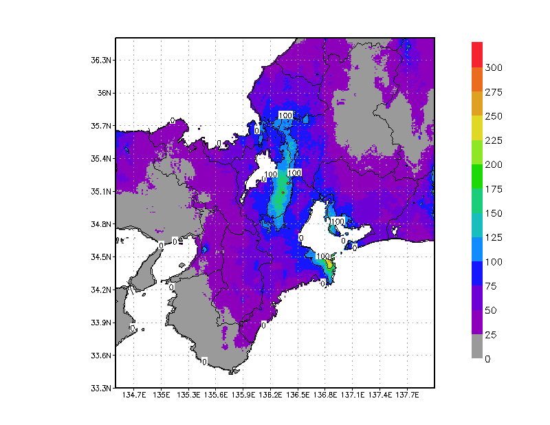 Figure 7: WNI daily rainfall analysis Sep. 9th (mm)