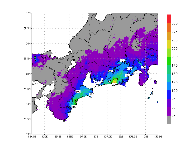 Figure 9: WNI daily rainfall analysis Sep. 8th (mm)